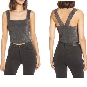 🌸LEITH Metalic Dark Gray Crop Top